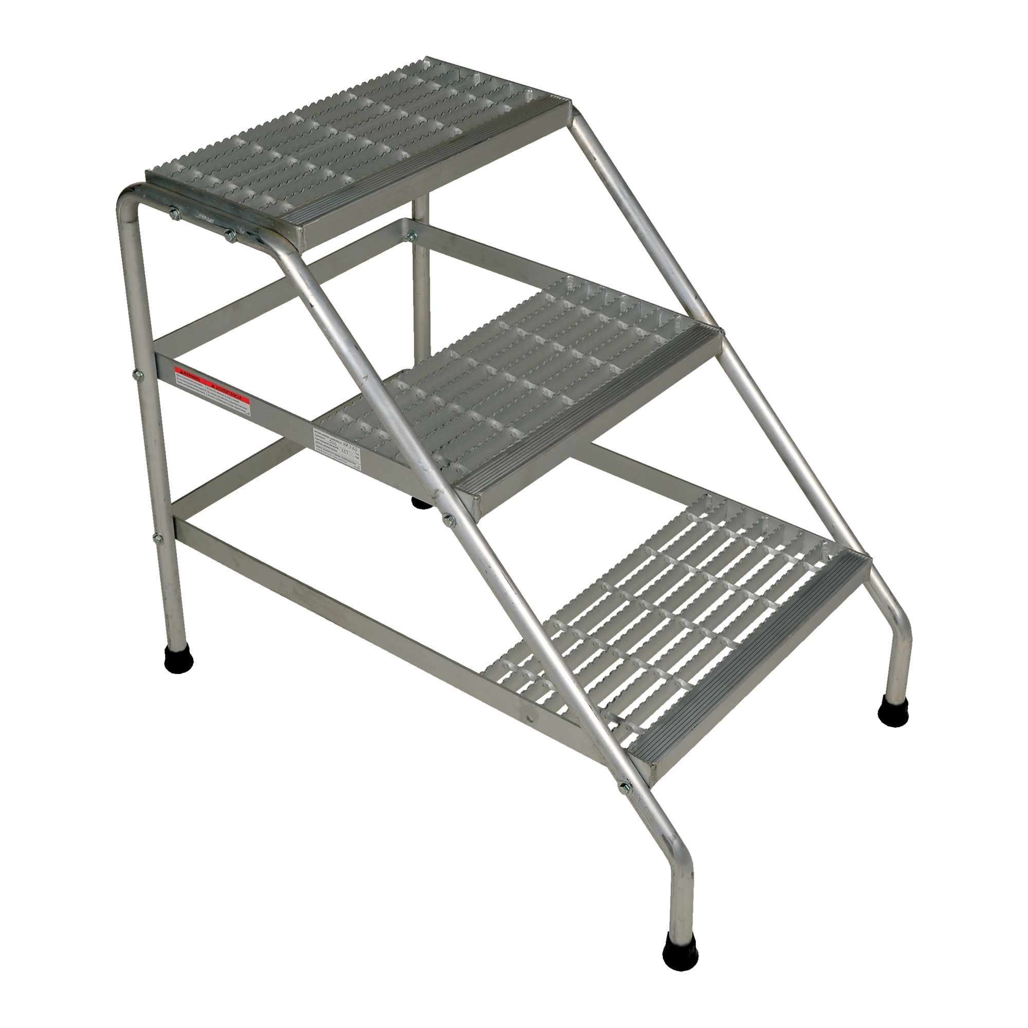 Vestil Aluminum Step Stand - 3 Steps, 500-Lb. Capacity, Serrated Surface, Rubber Tipped Legs, Model# SSA-3-KD